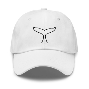 Front Humpback Fluke Dad hat with black Humpback tail outline