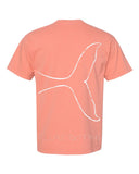 Back of Terracotta Humpback Tail Tee with white Humpback Tail outline