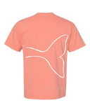 Back of Terracotta Beluga Tail Tee with white Beluga Tail outline