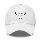 Front Humpback Fluke Dad hat with black Humpback tail outline