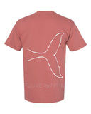 Back of Cumin Humpback Tail Tee with white Humpback Tail outline