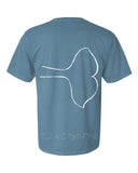 Back of Icy Blue Narwhal Tail Tee with white Narwhal Tail outline
